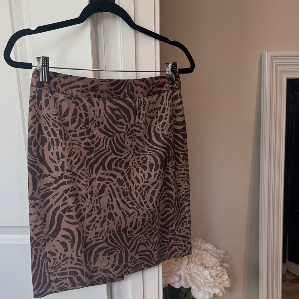 Banana Republic Brown Abstract Pencil Mini Skirt Size 0